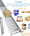 Foldable Stainless Steel Roller Conveyor 20 Inch Wide Unpowered 13 Ft Long Portable Splicable Design For Warehouse Loading Dock And Truck Trailer Cartons And Boxes Transport used with carton