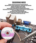 High Efficiency Copper Desoldering Wick Braids Kit, 5 Pack, 2mm Width, 4.9ft Length Each, Ideal For PCB Cleaning And BGA Rework