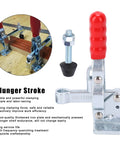 Heavy Duty Toggle Clamp With 150kg Clamping Force Horizontal Plunger Stroke Welding Hold Down Clamp For Woodworking Jigs And Fixtures Quick Release Hand Tool with red handle
