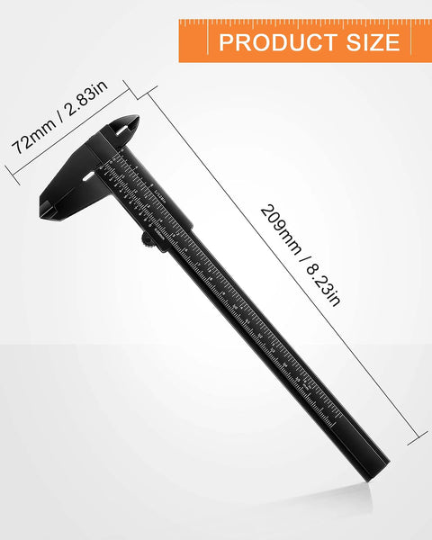 20 Pack Mini Plastic Vernier Calipers 6 Inch 150 mm Dual Scale Metric And Inch Black Eyebrow Ruler