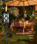 Six Pack Glass Citronella Torches For Outdoor Use 16 Oz Fuel 55 Inch Clear Glass Torches With 3 Prong Grounded Stakes For Garden Patio