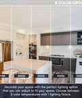 Top Shelf 12 Pack 4 Inch Square Led Recessed Lights With J Box Adjustable 5Cct 2700K To 5000K showing five color temperature options in a modern kitchen.