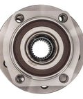 Front view of Front Hub Bearing Assembly For Volvo 850 C70 S70 V70 4 Lug Without ABS Bolt On Direct Fit 26 Spline Ball Bearing