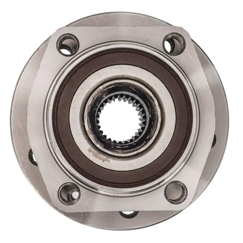 Front view of Front Hub Bearing Assembly For Volvo 850 C70 S70 V70 4 Lug Without ABS Bolt On Direct Fit 26 Spline Ball Bearing