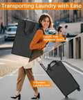 Big Ol 90L Rolling Laundry Backpack With Wheels 3 In 1 Freestanding Laundry Basket And Collapsible Hamper Easy Carry Wheeled Cart in use