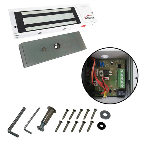 White 1200lb Indoor Electromagnetic Door Lock Kit With L And Z Bracket For Inswinging Doors Includes LED Sensor And Easy Install