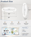 An image showing dimensions of the Straight Up Silent 24 Inch Low Profile Fandelier With App And Wireless Remote, suitable for chill bedrooms.
