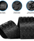 Close-up of Outdoor Rubber Stair Treads 5 Pack Non Slip Diamond Texture 4x32 Inch Heavy Duty Anti Skid Mats, screws and washers shown