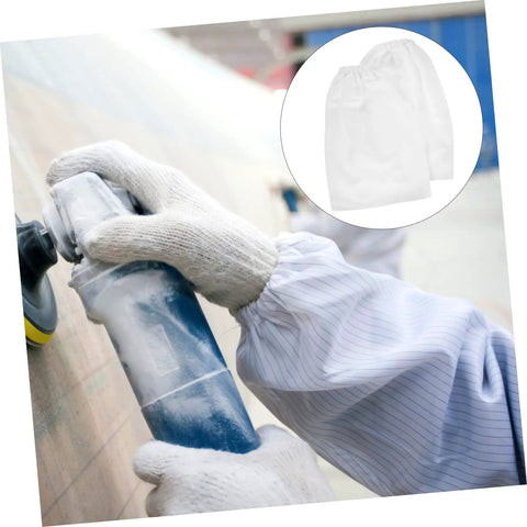 Hardcore Canvas Arm Sleeves For Sandblasting And High Pressure Setup Straight Up Rugged Protection For Mechanics And Trade Pros in use during sanding.