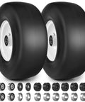 Flat Free 13x5 Front Lawn Mower Tires And Wheels For Zero Turn Mowers Smooth Tread 13x5x6 with adapters and centered hub