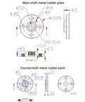 Technical drawing of main and countershaft metal rudder plates with dimensions, related to STS3215 Dope Magnetic Encoder Servo.