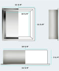 Dimensions diagram of 12x12 Inch Stainless Steel Shower Niche, Modern Waterproof In Wall Shelf For Bathroom