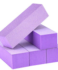 Nail Buffer Block Set For Manicures And Pedicures, Medium And Fine Grit 100 180 Finishing Buffers, 3 Way Kit, 5 Count Purple