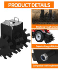 Two Pack Disc Harrow Plow For ATV UTV And Garden Tractor showcasing heavy duty scraper blade and mounting details