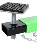 Close-up of Rock Solid Heavy Duty Floor Jack Cross Beam Adapter with adjustable grip pads and robust steel construction.