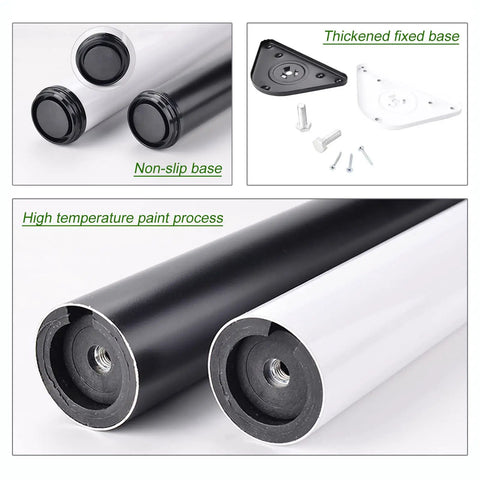 Adjustable Height Table Legs Black And White Metal Frame for Dining Tables with non-slip bases and fixed base plates