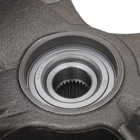Close-up of Front Left Wheel Hub Bearing And Steering Knuckle Assembly 698405 preassembled for Mercury, Ford, Mazda vehicles.