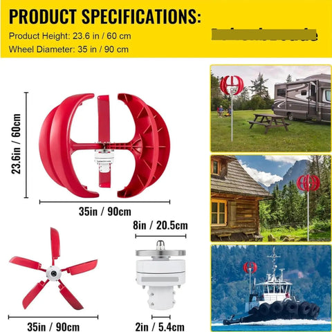 100W 12V 5 Blade Wind Turbine Generator Kit With Controller Portable Windmill for home, RV, and boat applications