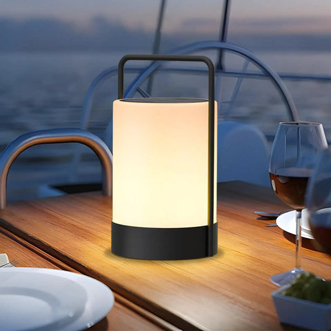 Solar Lantern LED Outdoor Cordless Table Lamp With IP44 Waterproof Metal Frame RGB And Warm White Lighting for Patio Vibe