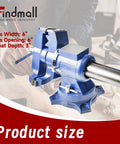 Multipurpose Bench Vise Heavy-Duty Multi-Jaw Vise Clamp-On With 360-Degree Rotation And Swivel Base, 6-Inch, Close-Up View