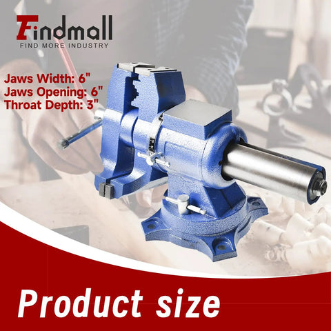 Multipurpose Bench Vise Heavy-Duty Multi-Jaw Vise Clamp-On With 360-Degree Rotation And Swivel Base, 6-Inch, Close-Up View