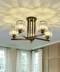 Five Light Crystal Chandelier In Dope Black Close To Ceiling Pendant Light Fixture For Kitchen Dining Room Bedroom Hallway And Bathroom E26 Bulb Compatible Easy Install Vintage Modern Style in living room