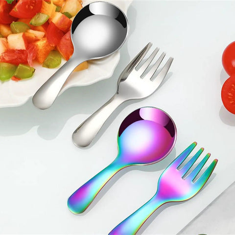 Two Piece Portable Camping Cutlery Set With Stainless Steel Spoon And Fork for Outdoor Hiking and Cooking on the Go