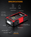 4 In 1 Jump Starter With Air Compressor And Tire Inflator, 4000A Car Battery Booster showing controls and specifications.
