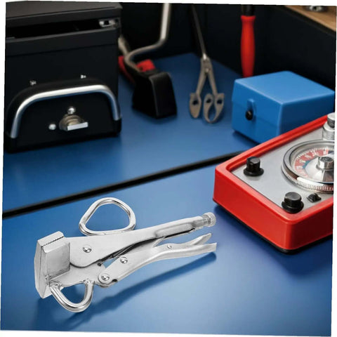 Adjustable Auto Body Sheet Metal Clamp Tool For Welding And Repair Tough As Nails Locking Pliers With Wide Flat Duckbill Design on table