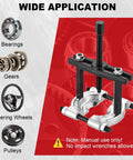 Heavy Duty 12pcs Bearing Puller Set With 5 Ton Capacity And Separator Kit With 2 And 3 Inch Jaws For Wheel Hub Axle Pinion Removal Drop Forged Carbon Steel Construction Black Oxide Finish To Stubborn Gears In Garage Shop For Pros Doing Auto Repair Work, manual puller