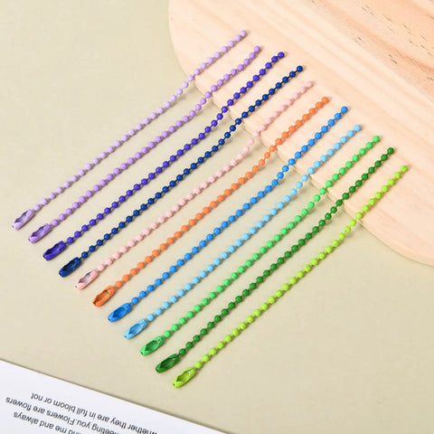 200 Pcs Bulk Ball Bead Chain Keychain Kit 4.7 Inch Metal Dog Tag Chains With Connectors For Hanging Decor And DIY Crafts Iron Material Durable 2.4 Mm Bead Chain, mixed colors