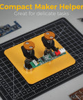 Magnetic Helping Hands Clamp Dual Head Soldering Holder for Small Electronics and PCB Repair on cutting mat