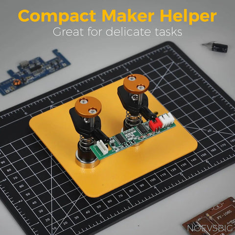 Magnetic Helping Hands Clamp Dual Head Soldering Holder for Small Electronics and PCB Repair on cutting mat