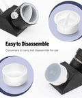 Collage showing Universal 1.25 Inch Telescope Dust Cap And Plug Kit For Eyepieces Barlow Lenses T Adapters Focuser Diagonal, easy to disassemble feature.