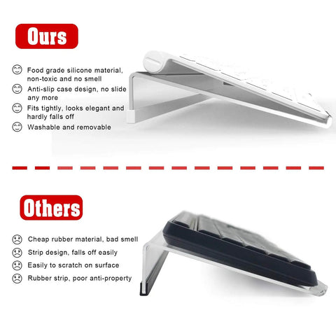 Comparison of Acrylic Tilted Keyboard Stand For Compact 78 Key Keyboard, 11.8 Inch Width with a silicone strip and a rubber alternative