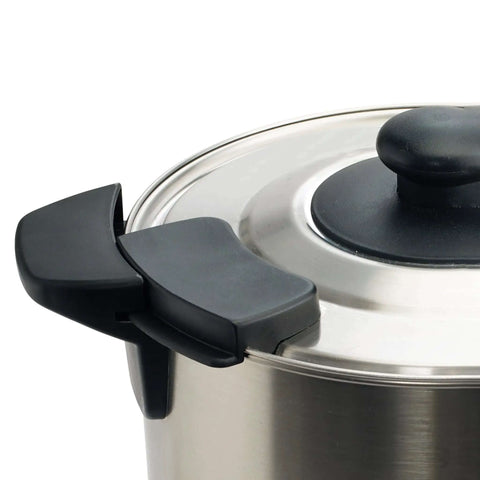 Close-up of lid and handle on 3 Gallon Coffee Urn and Percolator for Commercial Use, 110V Hot Beverage Server, Keeps 100 Cups of Coffee Warm.