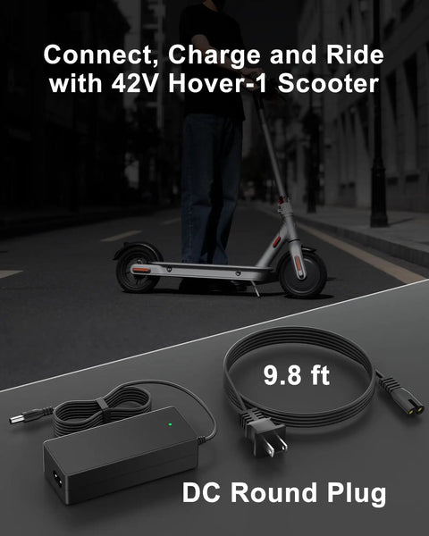 42V 2A Electric Scooter Charger For 36V Battery Systems With 5.5x2.5mm DC Round Plug, Compatible With Hover-1 Highlander Dynamo Gambit Helios And More, Not For 29.4V Or 3-Prong XLR Models