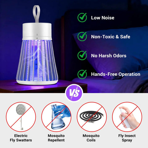 Portable Mosquito Zapper For Indoor And Outdoor Use USB Rechargeable Electric Fly Swatter With Safe Grid And Purple LED