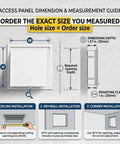 Access panel dimension guide for Slick White Attic Access Panel Door For Drywall Featuring Smooth Pull Open Design And Hella Sturdy Aluminum Frame Build Hidden Inspection Hatch Cover For Plumbing Vent Systems 20X29 Inch.