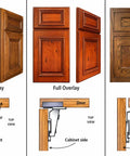 Partial, full overlay, and inset door diagrams showing 4 Pack Inset Frameless Soft Close Hinges With 3D Adjustable Clip On Concealed European Hinges