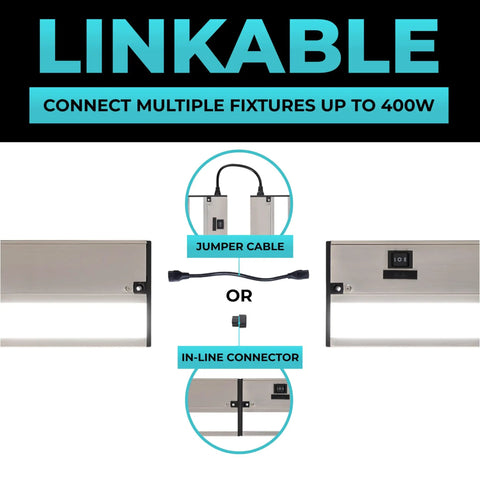 LED Under Cabinet Lighting 18 Inch Satin Finish With 3 CCT 2700K 3000K 4000K Dimmable Linkable Undercabinet Lights For Kitchen Plug In Or Hardwired Easy Install Undercounter Fixture