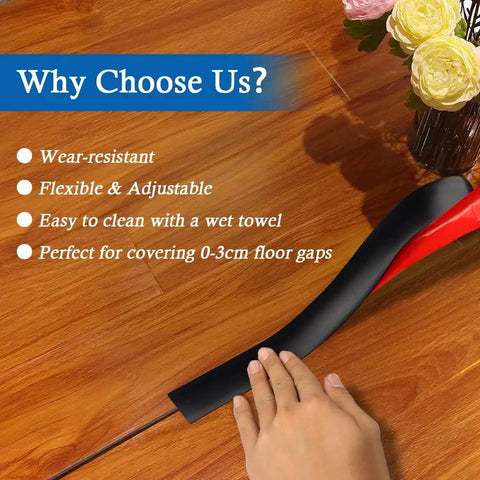 Hand installing Self Adhesive Floor Transition Strip For Laminate And Vinyl 2 Inch Wide 10 Feet Long Black PVC Edge Strip Durable