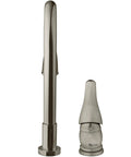 Side view of RV Pull Down Kitchen Sink Faucet With Side Lever In Brushed Satin Nickel Built To Last Gooseneck Spout Pull Down Sprayer