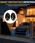 Smart obstruction detection feature of 4400lb WiFi Sliding Gate Opener with smart app control, showing sensors and car passing.