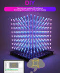 3D LED Cube Kit For DIY Electronics, Dope Lighting Effects, illustrating animation customization on a computer.