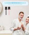 Shower Wall Razor Holder With Metal Adhesive Mounts 304 Stainless Steel Razor Hooks in matte black, mounted in a bathroom.