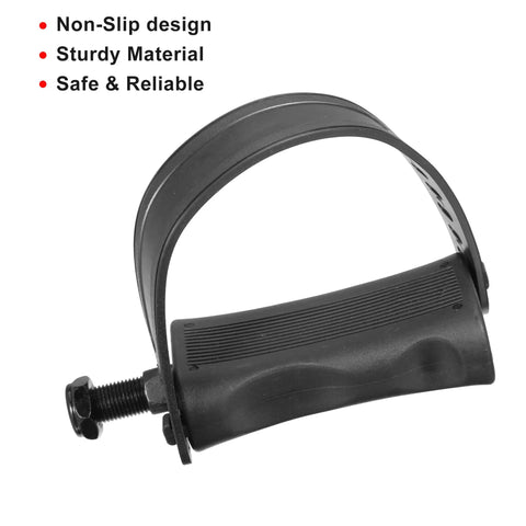 Non Slip Exercise Bike Pedals With Straps Half Inch Spindle, 12.7mm Spindle, Black, Adjustable Toe Straps for secure grip