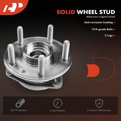 Front Wheel Bearing And Hub Assembly For Five Lug Jeep Wrangler 2018 Through 2024 And Gladiator 2020 Through 2024 Fits