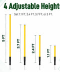 4 adjustable heights of Soccer Agility Poles Set, 5 Ft Adjustable Speed And Agility Training Gear, 6 Pack With Ground Nails