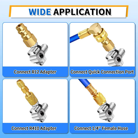 BPV31 piercing valve kit for refrigerator with brass adapters: R12, R410, quick-connect port, and 1/4" female hose